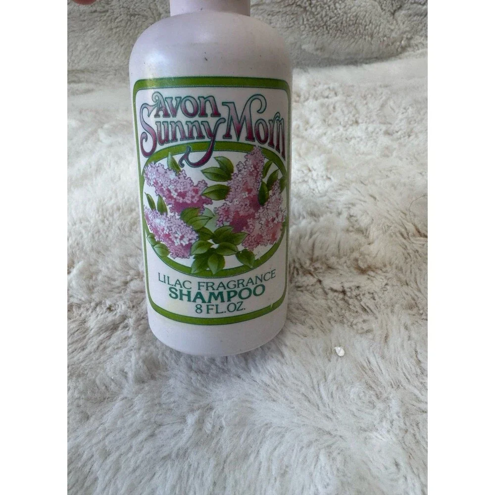 Vintage Avon Sunny Morn Lilac Fragrance Shampoo Bottle 8 oz Pink Cap